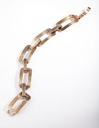 Textured Rectangle Link Bracelet - link has visual effect only