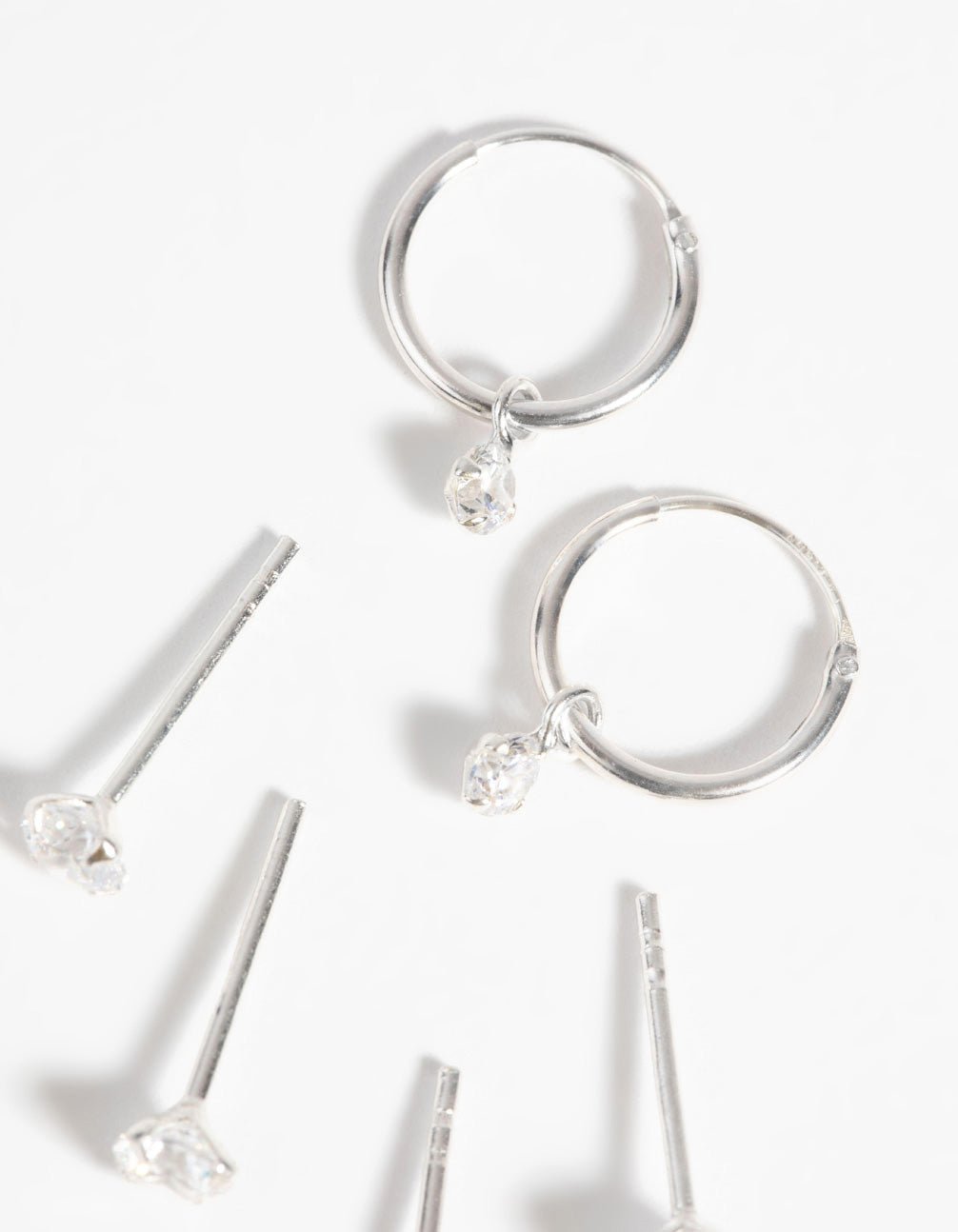 Sterling Silver Cubic Zirconia Stud & Hoop Earring Pack