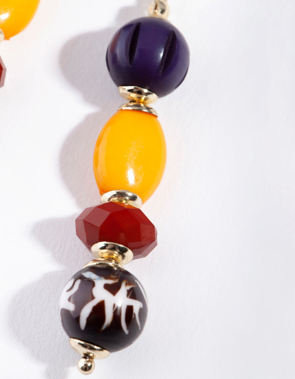 Gold Multi Stone Drop Earrings