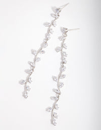 Silver Cubic Zirconia Bendy Vine Drop Earrings - link has visual effect only