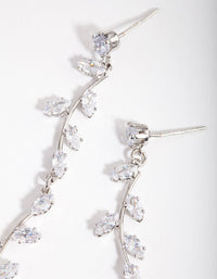 Silver Cubic Zirconia Bendy Vine Drop Earrings - link has visual effect only
