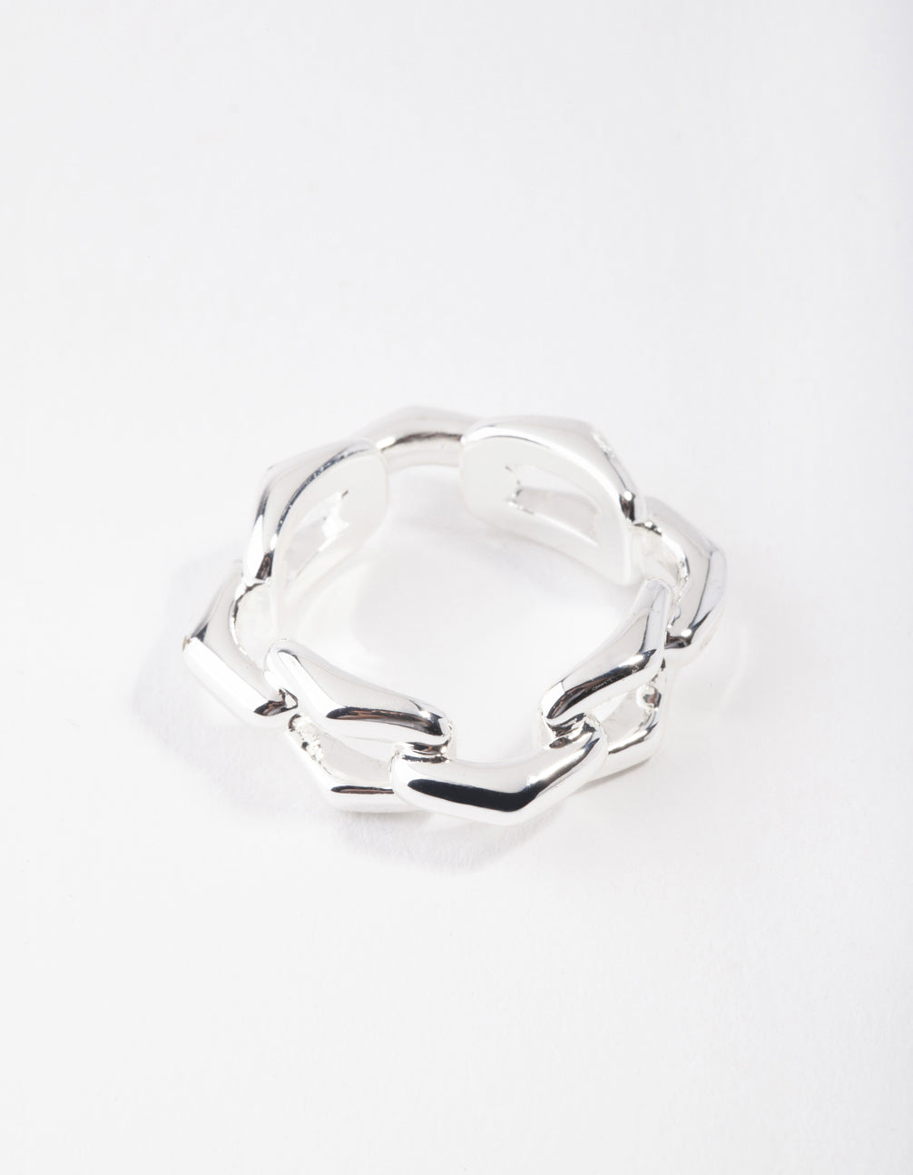 Silver Plated Rectangle Link Ring