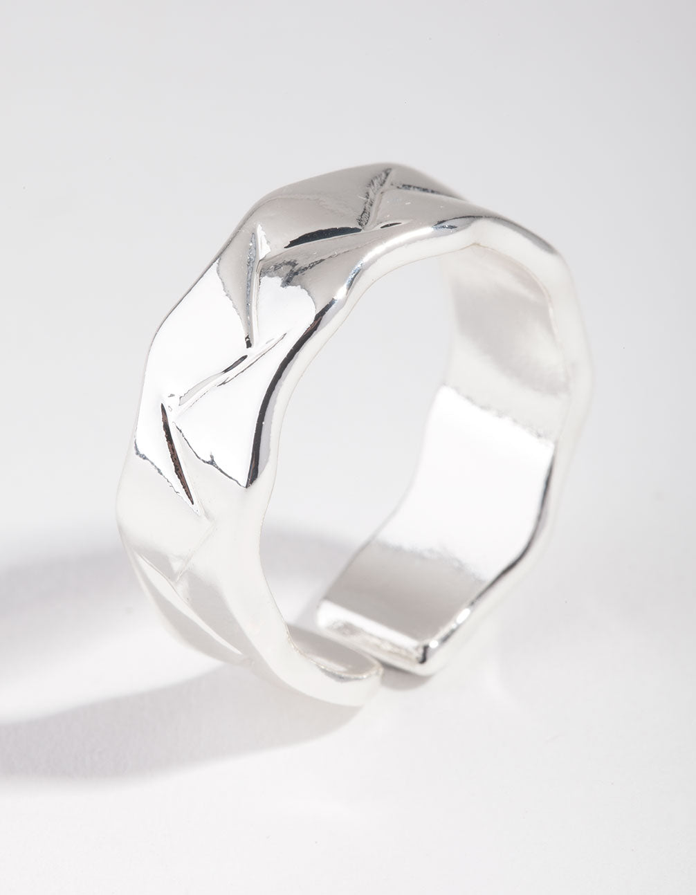 Silver Plated Geometric Molten Adjustable Ring