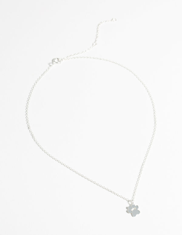 Kids Sterling Silver Paw 30cm Necklace