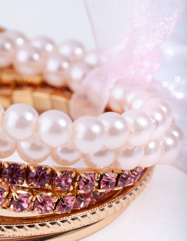 Kids Gold Diamante Mix Bangles