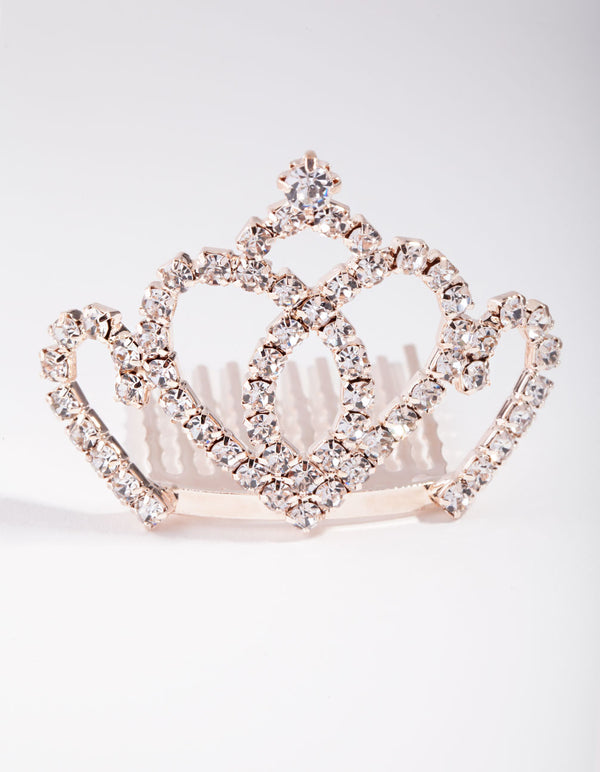 Kids Rose Gold Crystal Crown Comb