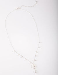 Silver Pearl Flower Chain Necklace - link has visual effect only