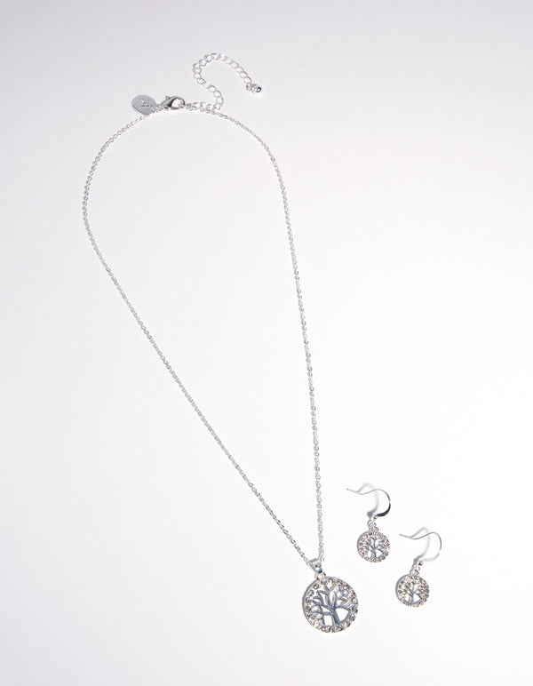 Diamante Tree of Life Necklace & Earrings