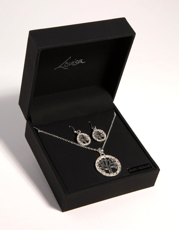 Diamante Tree of Life Necklace & Earrings