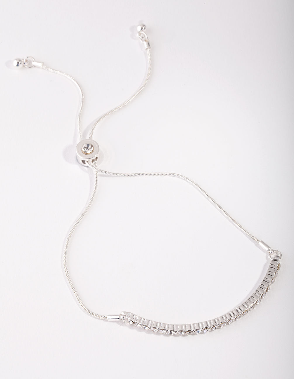 Silver Hard Diamante Toggle Bracelet