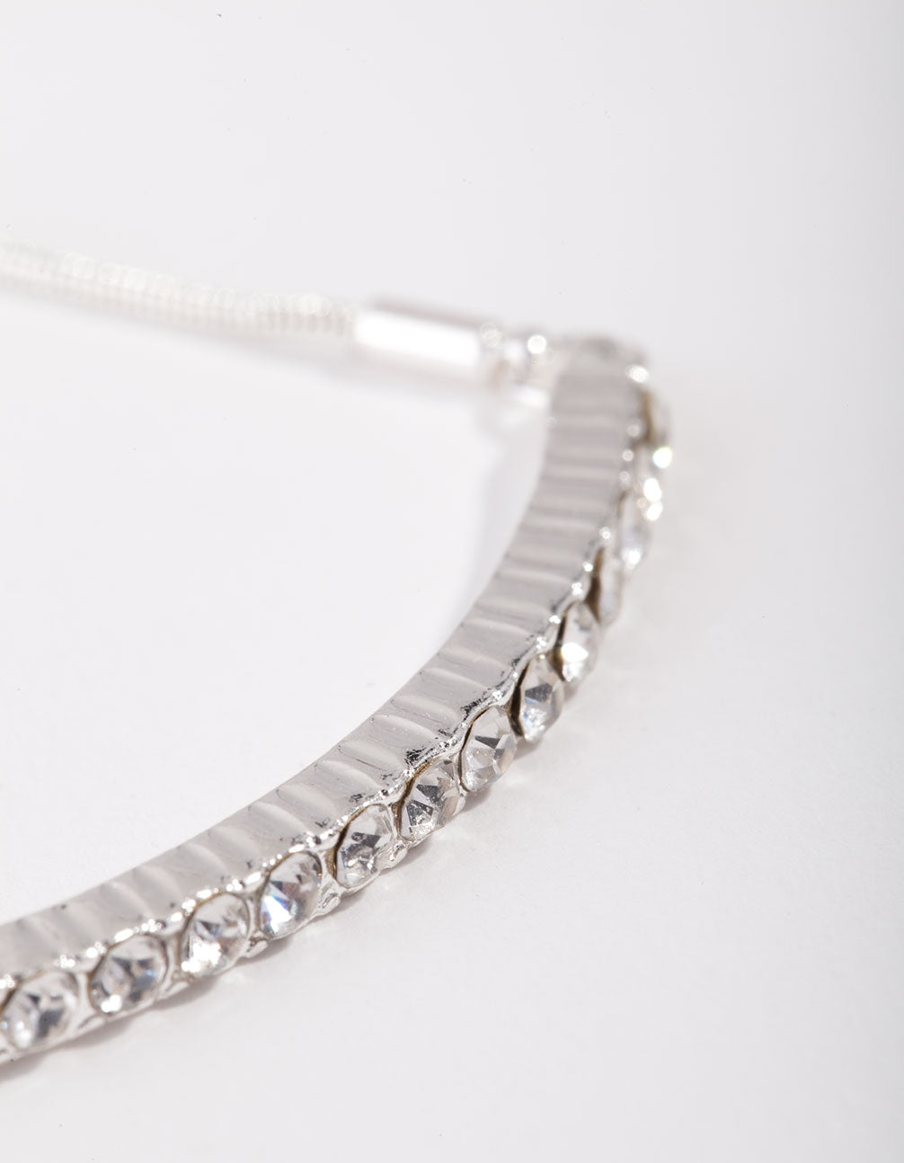 Silver Hard Diamante Toggle Bracelet