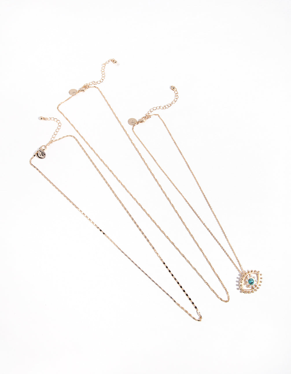 Gold Turquoise Pearl Evil Eye Layered Necklace