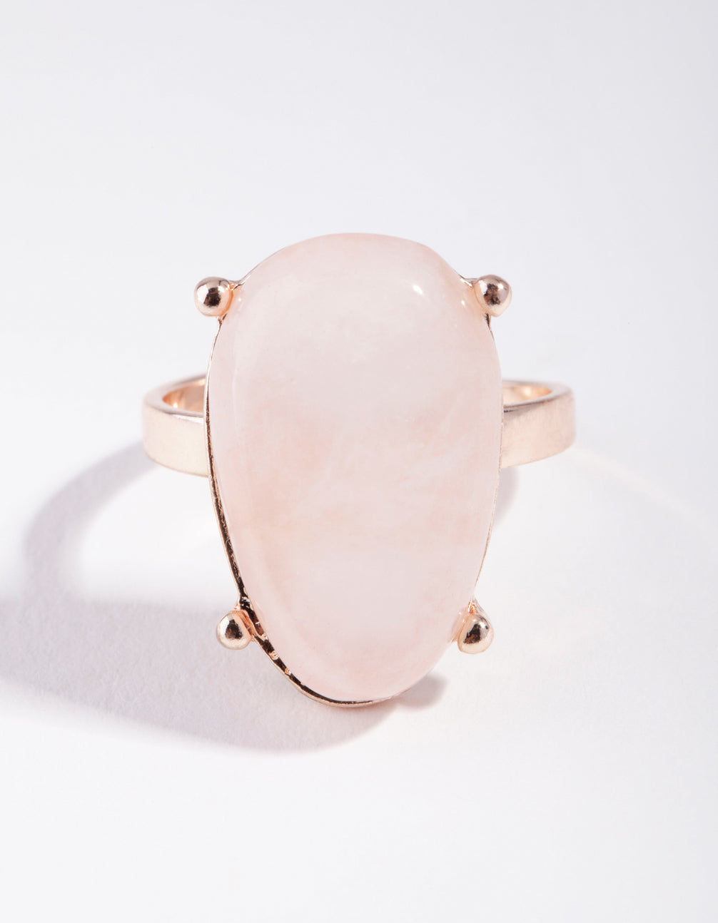 Rose Gold Large Pink Oval Stone Ring