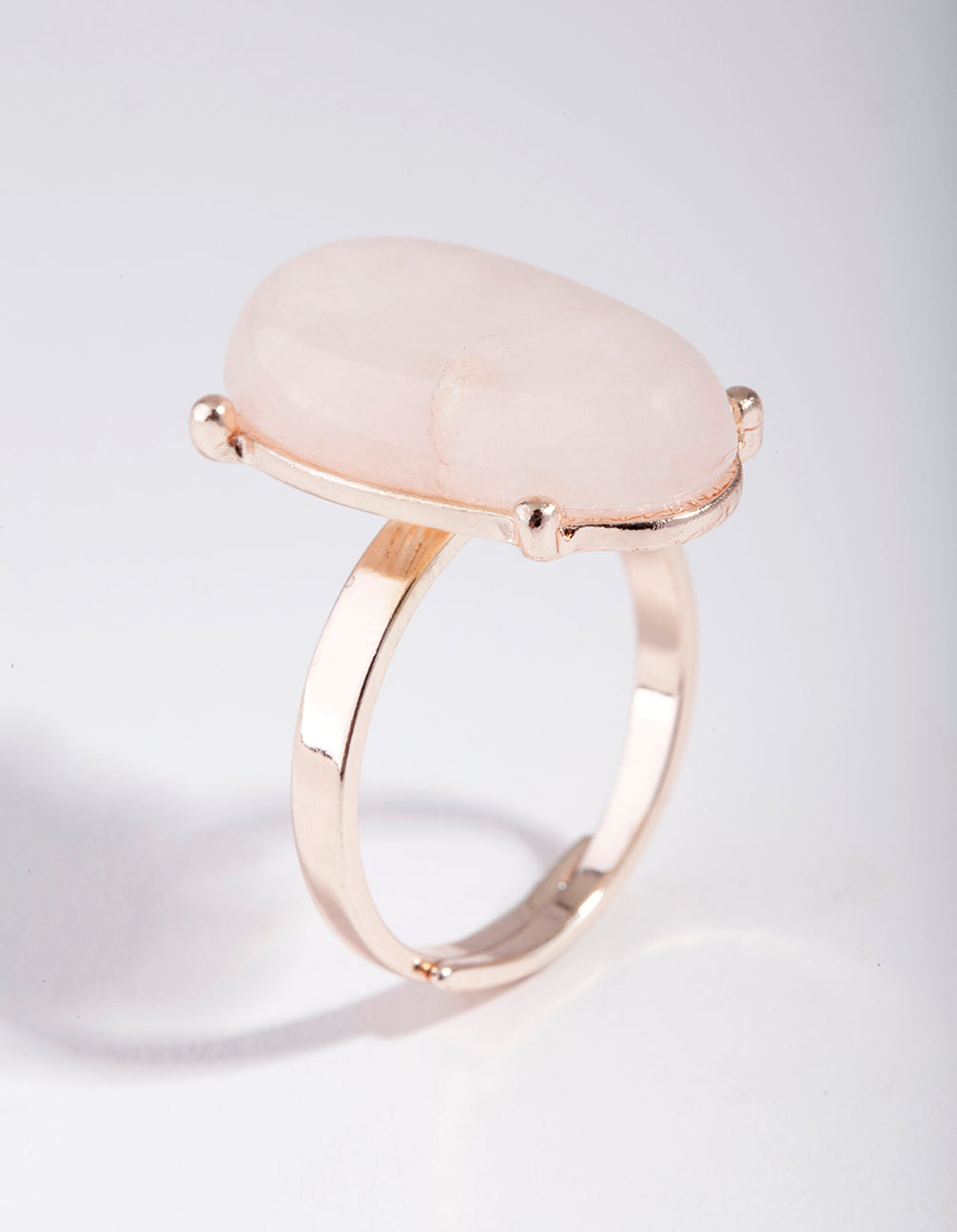 Rose Gold Large Pink Oval Stone Ring
