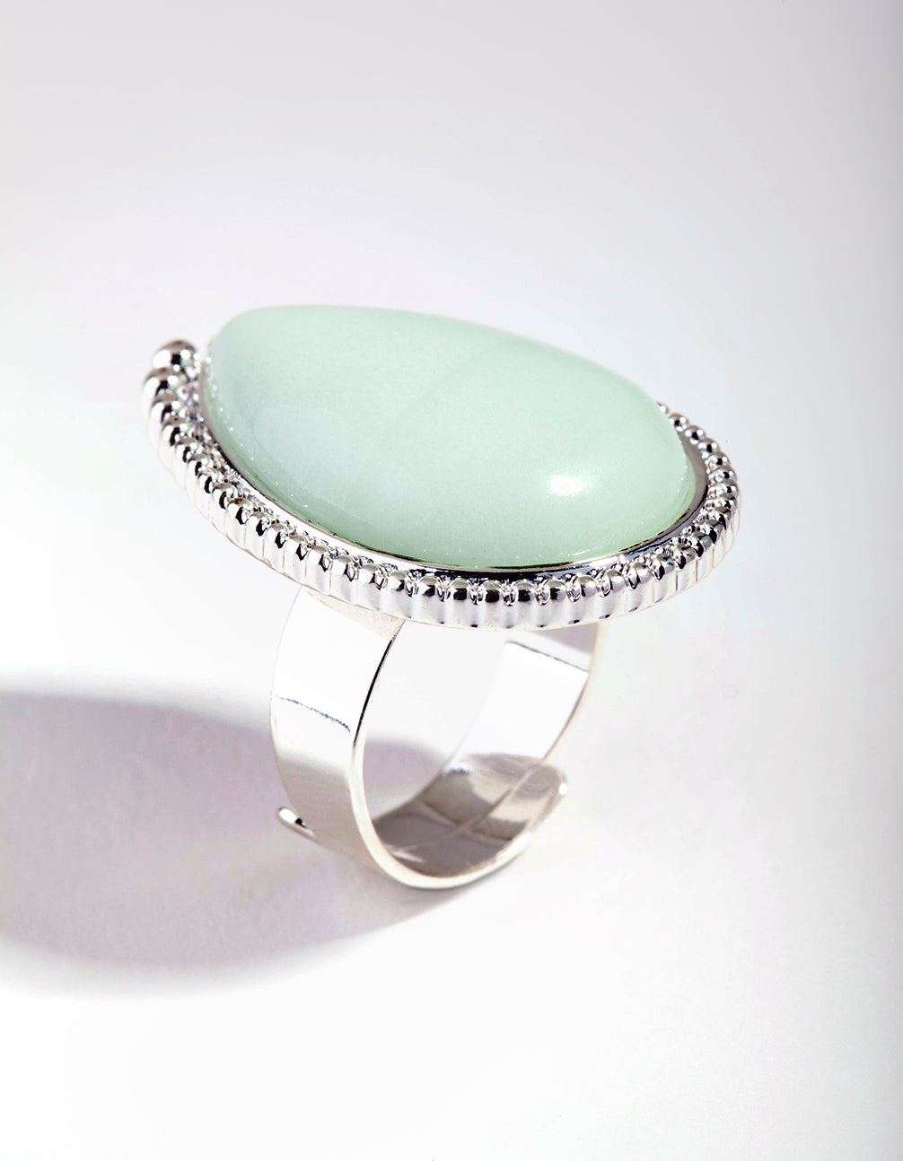 Silver Tear Drop Stone Ring