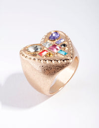 Gold Multi Gem Heart Ring - link has visual effect only