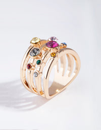 Gold Multi Band Rainbow Crystal Ring - link has visual effect only