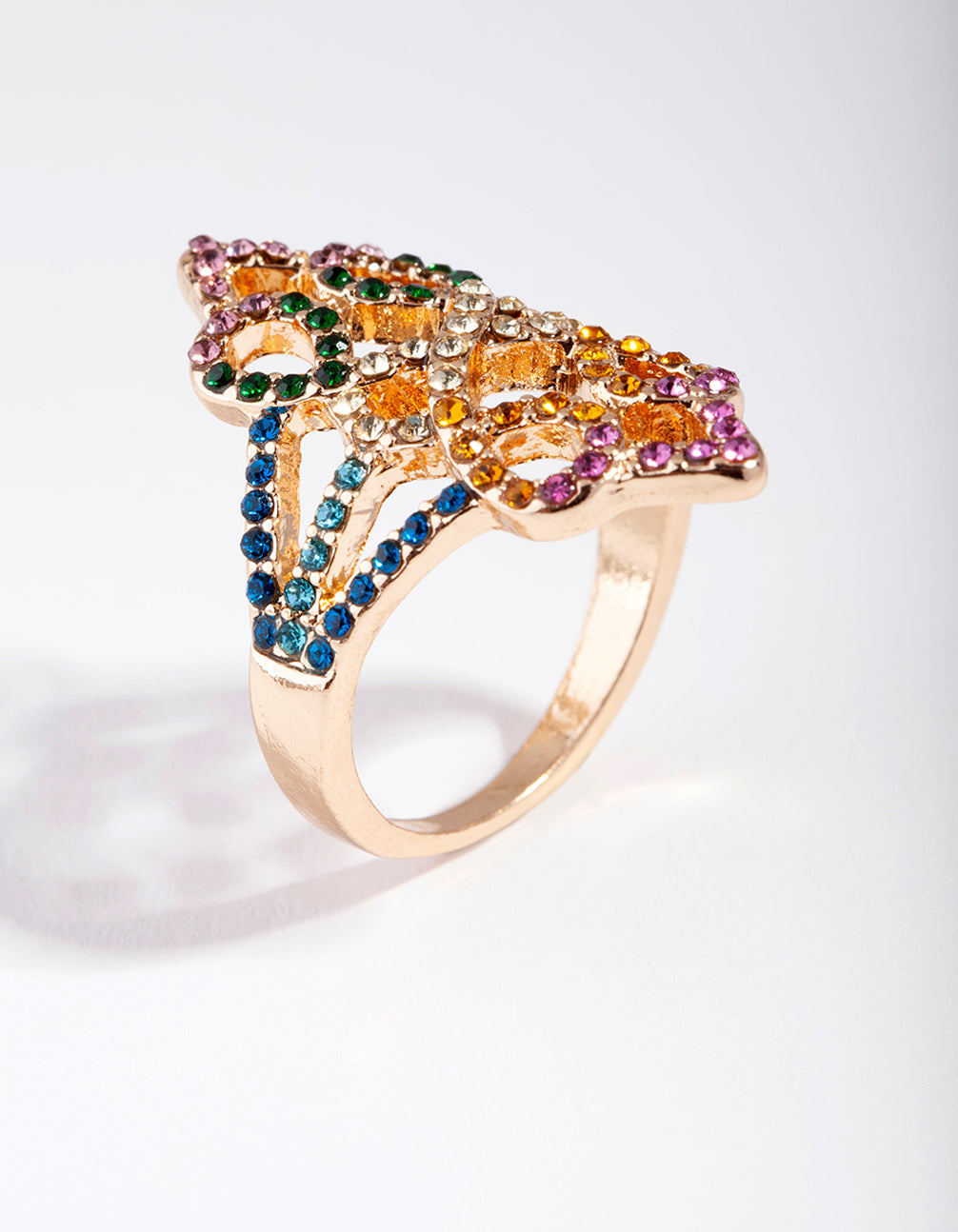 Gold Diamante Filigree Diamante Ring