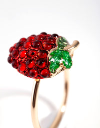 Gold Diamante Strawberry Ring - link has visual effect only