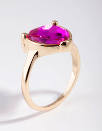 Gold Diamante Pink Heart Ring - link has visual effect only