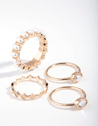 Gold Pearl Stack 4-Pack Rings - link has visual effect only