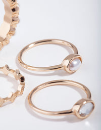 Gold Pearl Stack 4-Pack Rings - link has visual effect only