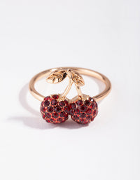 Gold Diamante Cherry Ring - link has visual effect only