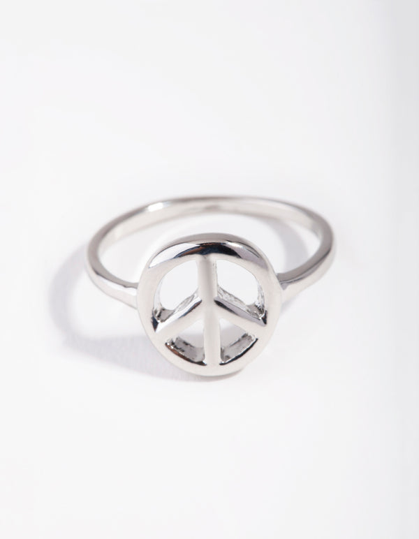 Silver Peace Sign Ring