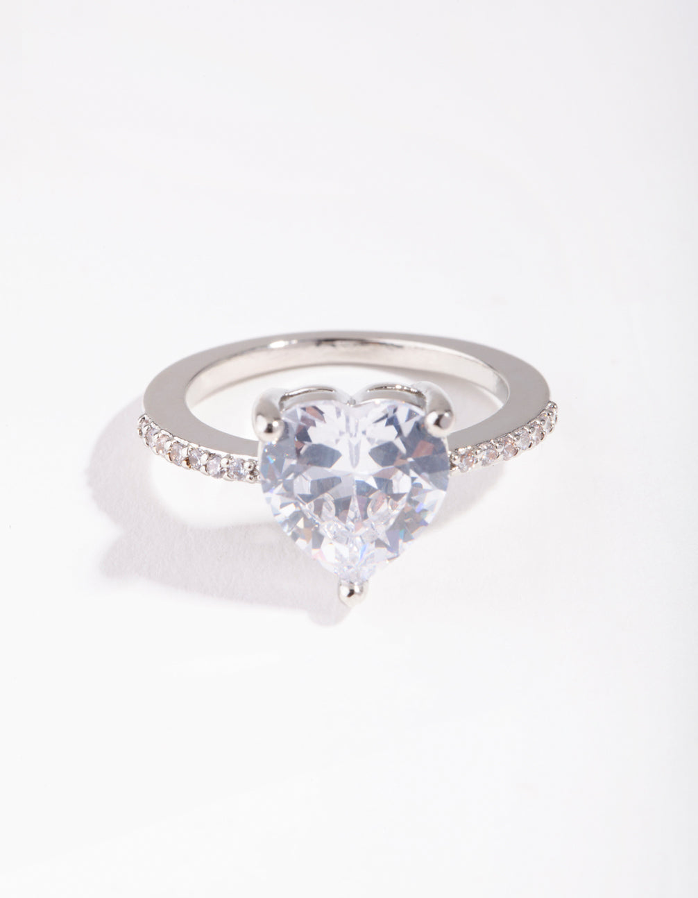 Silver Cubic Zirconia Heart Engagement Ring