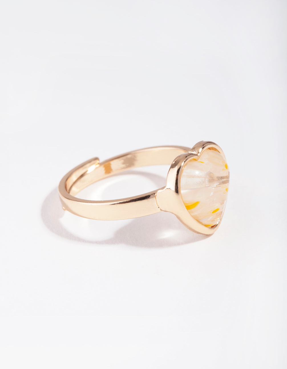 Gold Painted Yellow Daisy Heart Ring