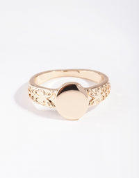 Gold Square Detailed Band Ring - link has visual effect only