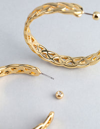 18ct Gold Plated Brass Chain Link Hoop Earrings - link has visual effect only