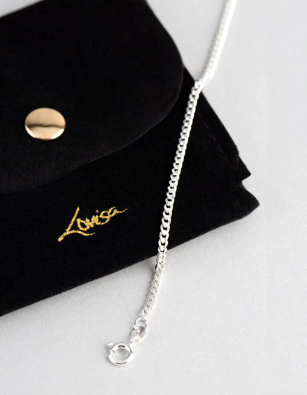 Sterling Silver Diamond Cut Curb Chain Bracelet