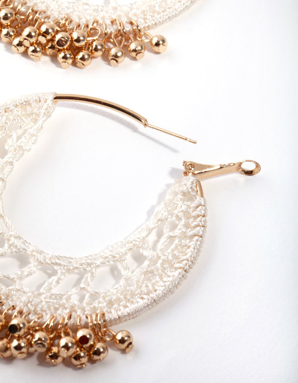 Brown Gold Crochet with Beads Earrings