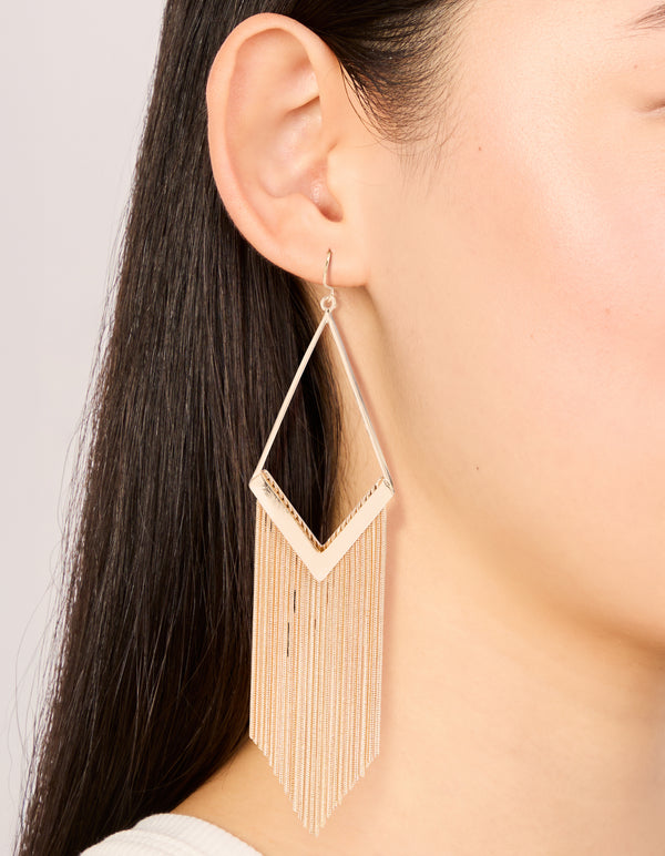 Gold Diamond Shaped Snakechain Earrings