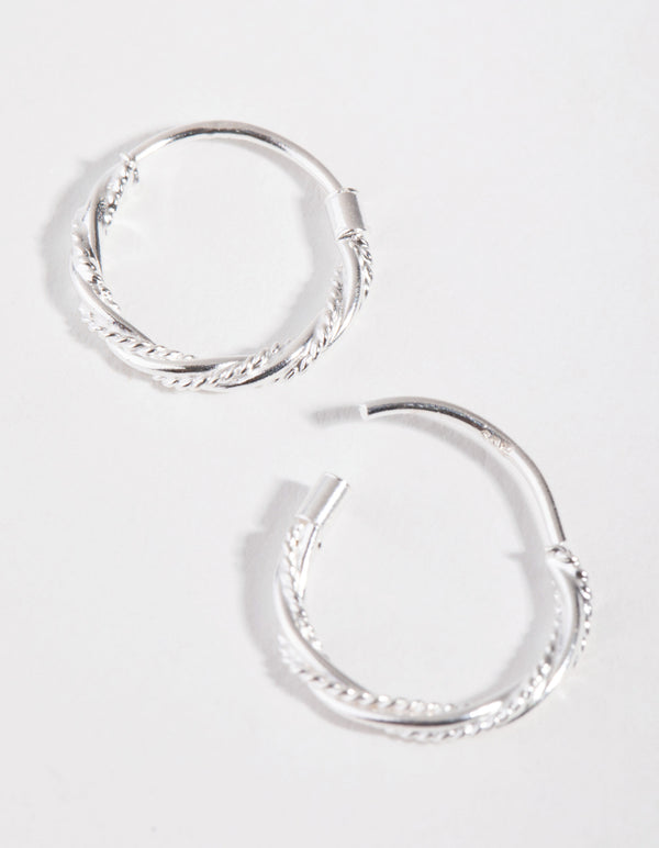 Sterling Silver Rope Twist Hoop Earrings