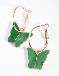 Gold Acrylic Butterfly Hoop Earrings - link has visual effect only