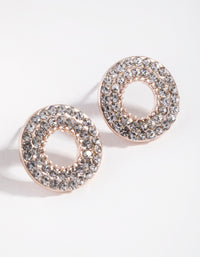 Rose Gold Round Diamante Stud Earrings - link has visual effect only