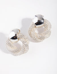 Silver Metal Rope Stud Earrings - link has visual effect only