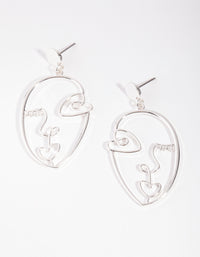 Silver Picasso Face Earrings - link has visual effect only
