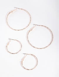 Rose Gold Hoop Diamond Cut Pack Earring - link has visual effect only