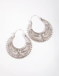 Antique Silver Hoop Chandbali Earrings - link has visual effect only