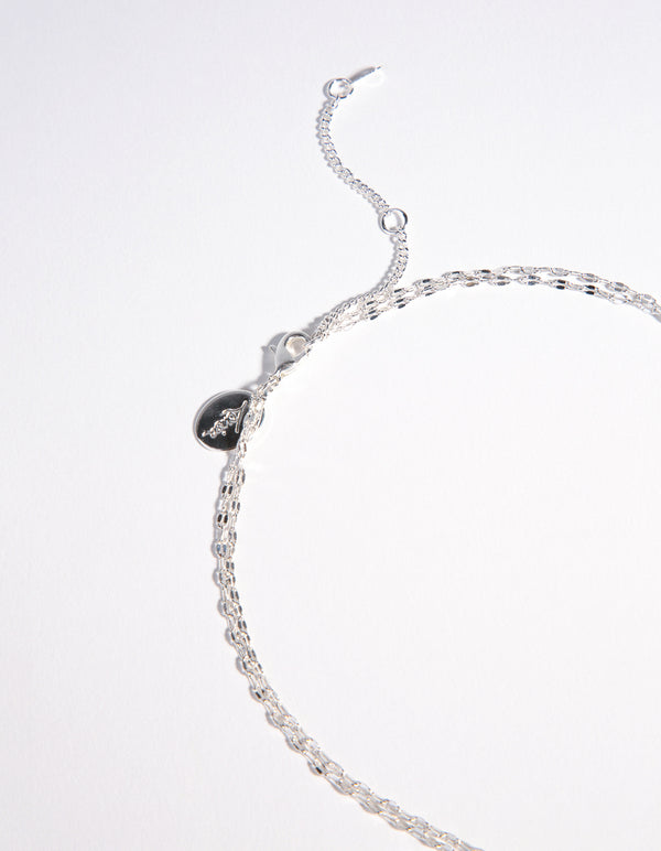 Silver Plated Double Row Moon Necklace