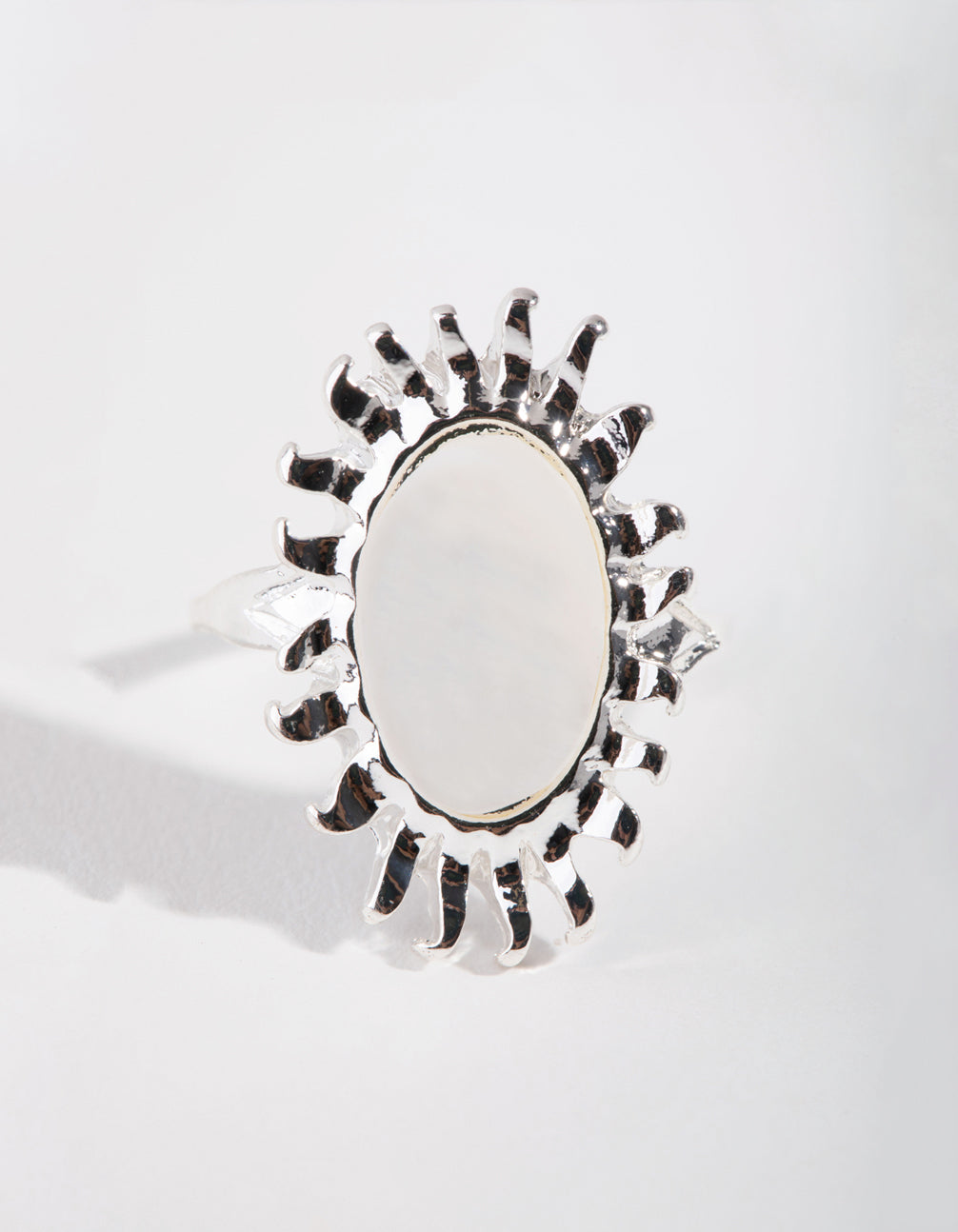 Silver Pearly Shield Ring