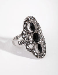 Antique Silver Jet Stone Twist Ring - link has visual effect only