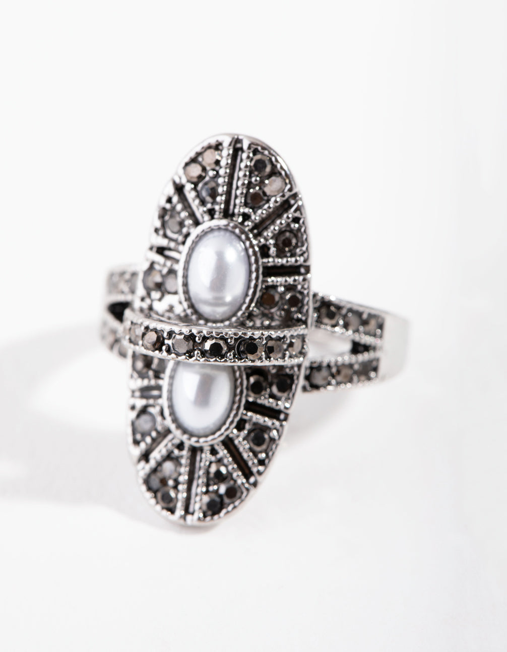 Antique Silver Pearly Dome Ring