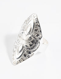 Antique Silver Oval Etched Shield Ring - link has visual effect only