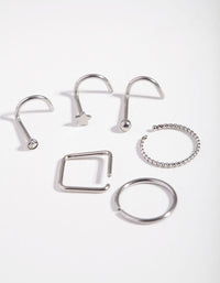 Surgical Steel  Twist Square Nose Stud 6-Pack - link has visual effect only