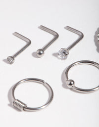 Surgical Steel Diamante Twist Nose Stud 6-Pack - link has visual effect only