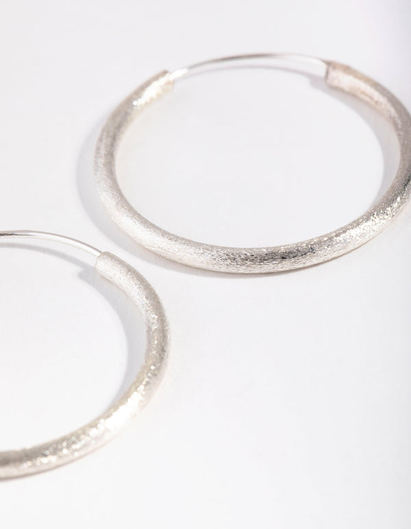 Sterling Silver 30mm Satin Hoop Earrings